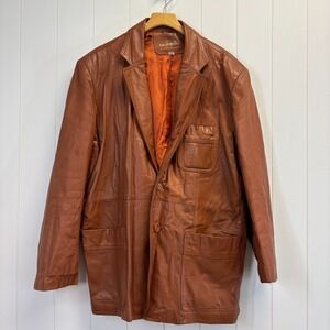 Vintage Californian Rochester Men 70s 80s Leather Jacket Size 52R Classic Retro